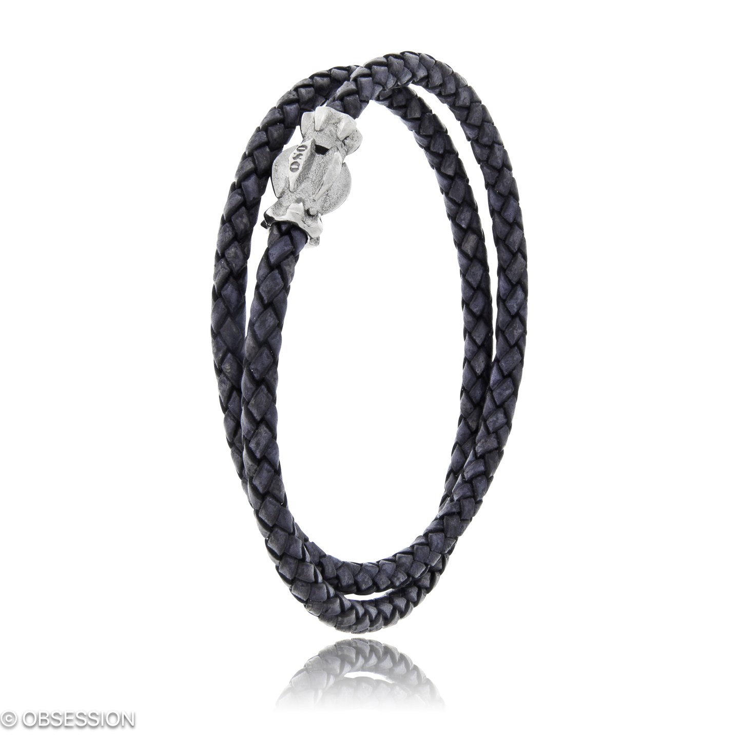 Gremlin Lederarmband in Weissgold, mit einer Breite von 4mm, geeignet für einen Armumfang von 185mm.