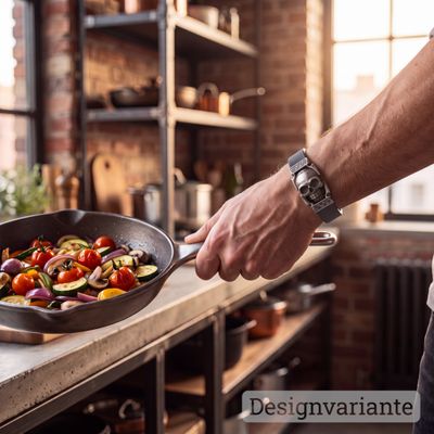 Herrenarmband mit Totenkopf Motiv aus Silber und schwarzem Leder