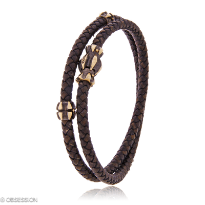 Gremlin Lederarmband in Rotgold, mit einer Breite von 4mm, geeignet für einen Armumfang von 195mm.
