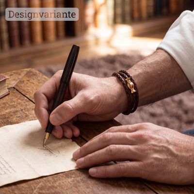 Schlichtes braunes Lederarmband dreifach gewickelt mit elegantem Rotgold Bajonett-Verschluss