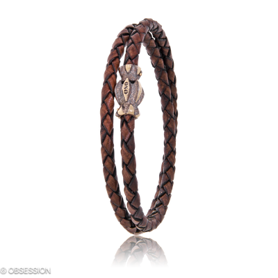 Gremlin Lederarmband in Rotgold, mit einer Breite von 4mm, geeignet für einen Armumfang von 195mm.