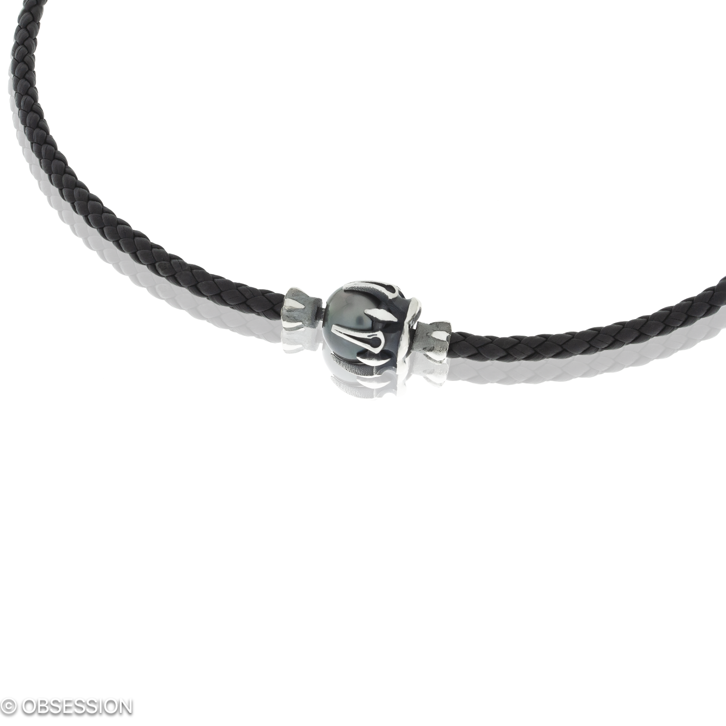 Gremlin Ledercollier in Silber, mit einer Länge von 470mm.