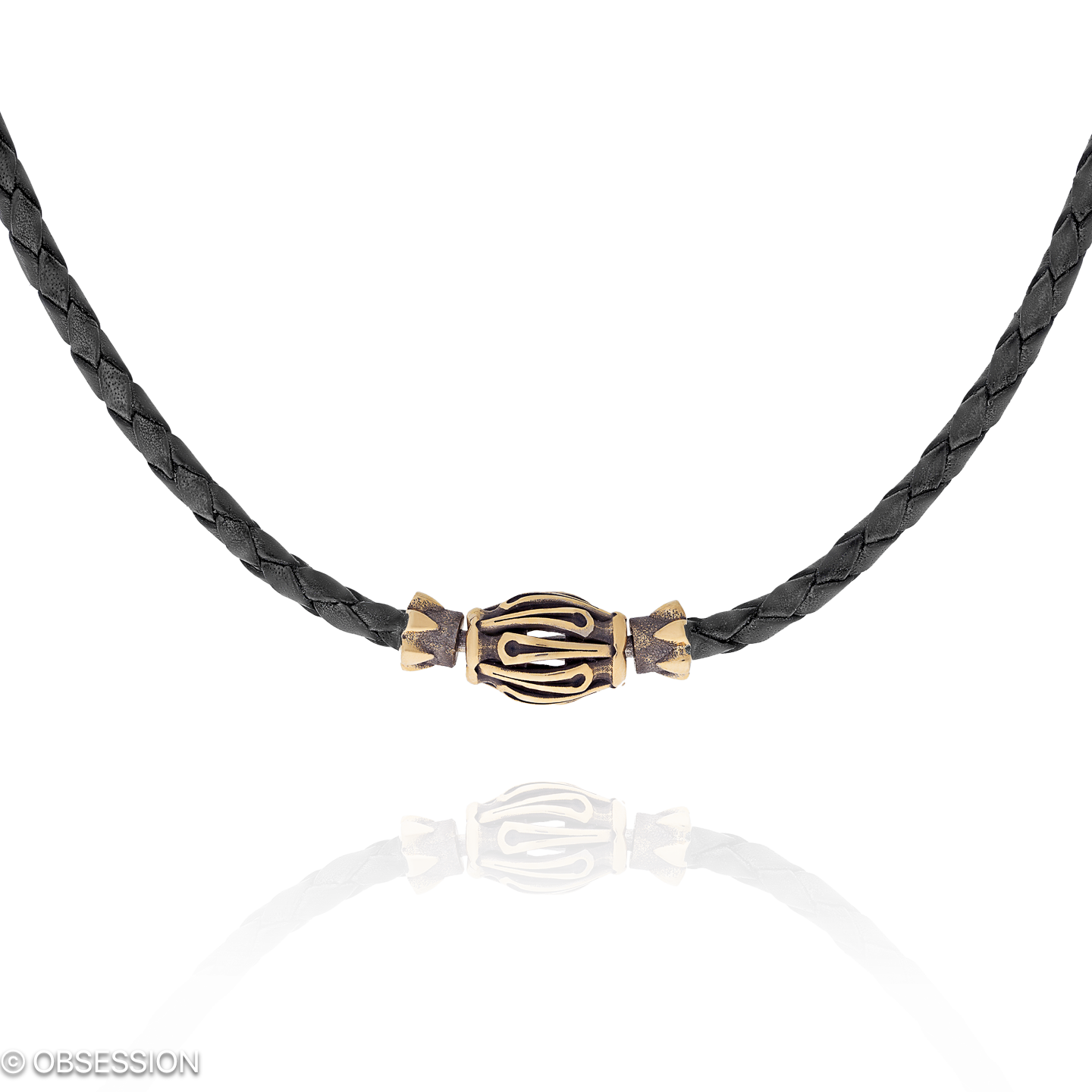 Gremlin Ledercollier in Rotgold, mit einer Länge von 470mm.