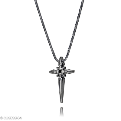 Anhänger mit Kette Gremlin in Silber mit 4 Brillant black, natural colour, p1