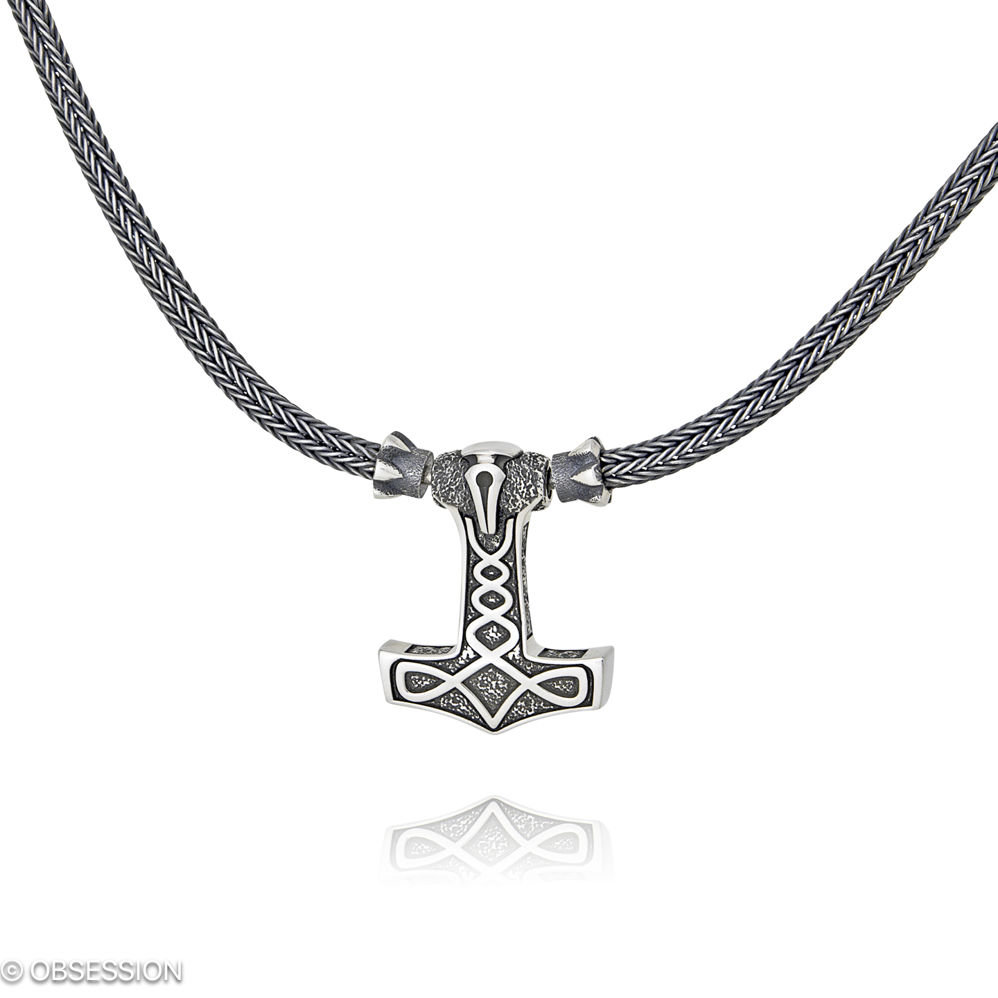 Gremlin Kette mit Thor's Hammer-Motiv in Silber, mit einer Länge von 470mm.