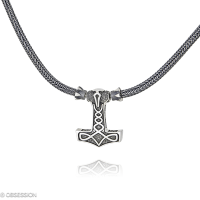 Gremlin Kette mit Thor's Hammer-Motiv in Silber, mit einer Länge von 470mm.