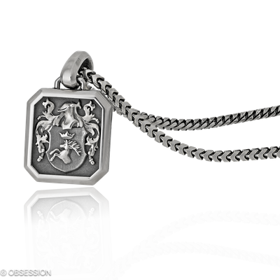 Anhänger mit Kette Wappen in Weissgold, in der Ausführung ohne Edelsteine, ohne Brillanten