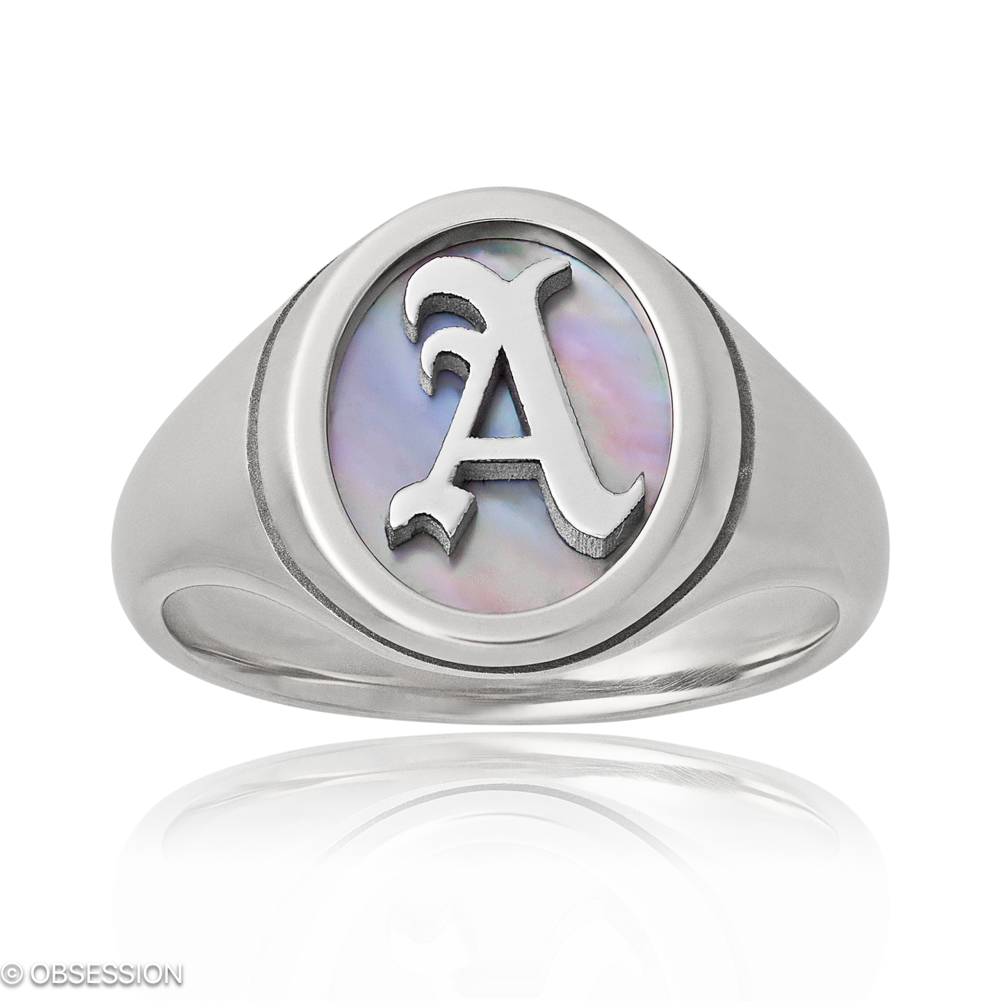 Monogrammring Monogramm, Variante in Weissgold und Weissgold, mit einer Ringbreite von 12.7mm und e…