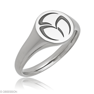 Monogramm Monogrammring in Weissgold, mit einer Ringbreite von 10mm und einer Ringgrösse von 57