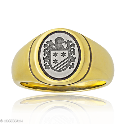 Siegelring Siegel in Gelbgold und Weissgold, in der Ausführung ohne Edelsteine, ohne Brillanten