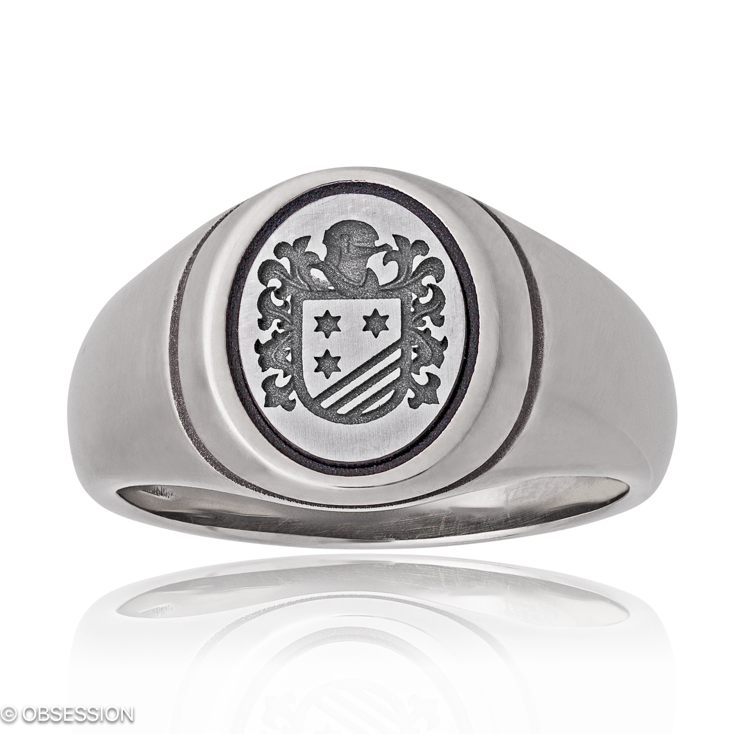 Siegelring Siegel, Variante in Weissgold und Weissgold, mit einer Ringbreite von 13.3mm und einer R…