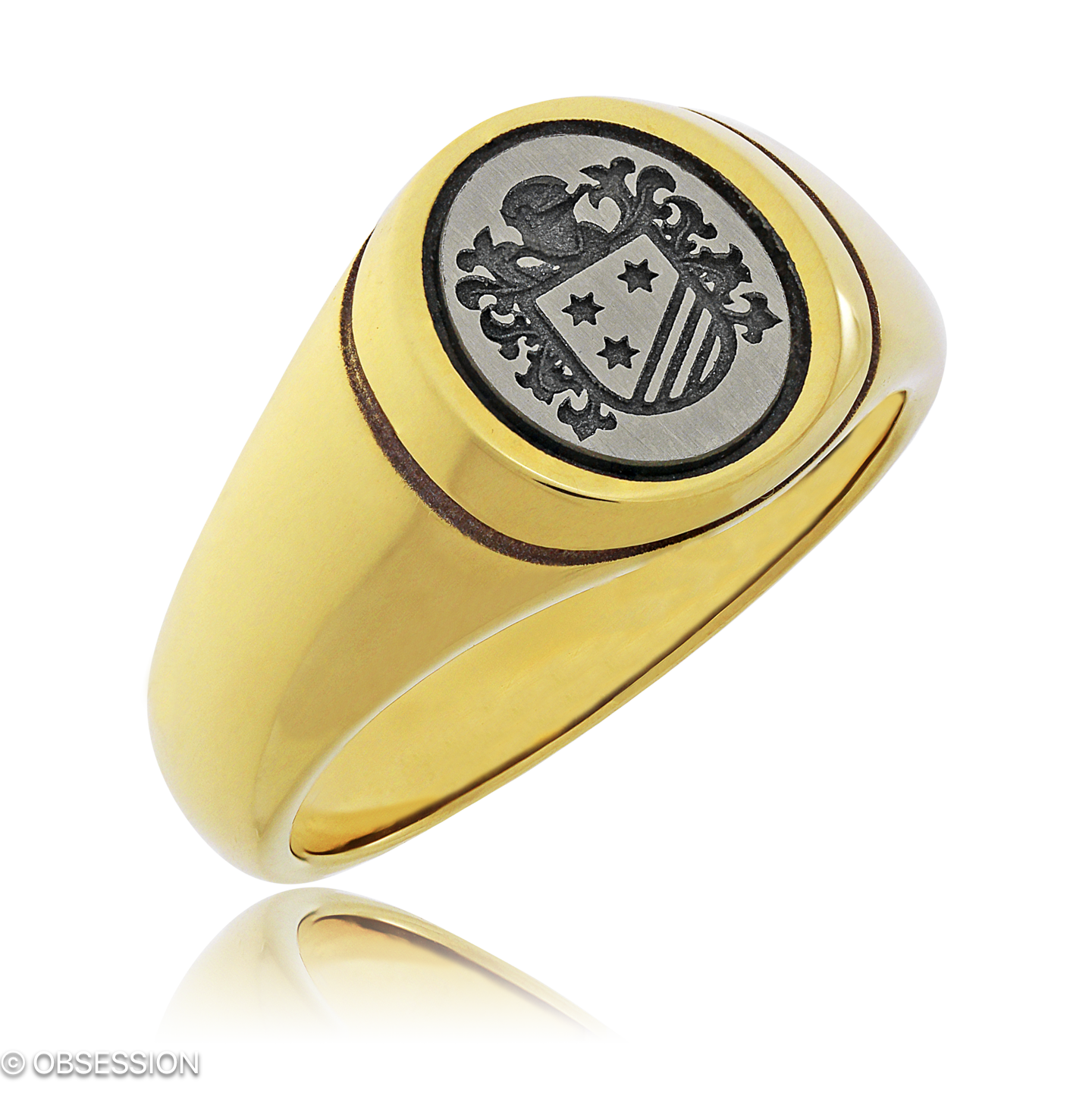 Siegel Siegelring in Gelbgold und Weissgold, mit einer Ringbreite von 13.3mm und einer Ringgrösse v…