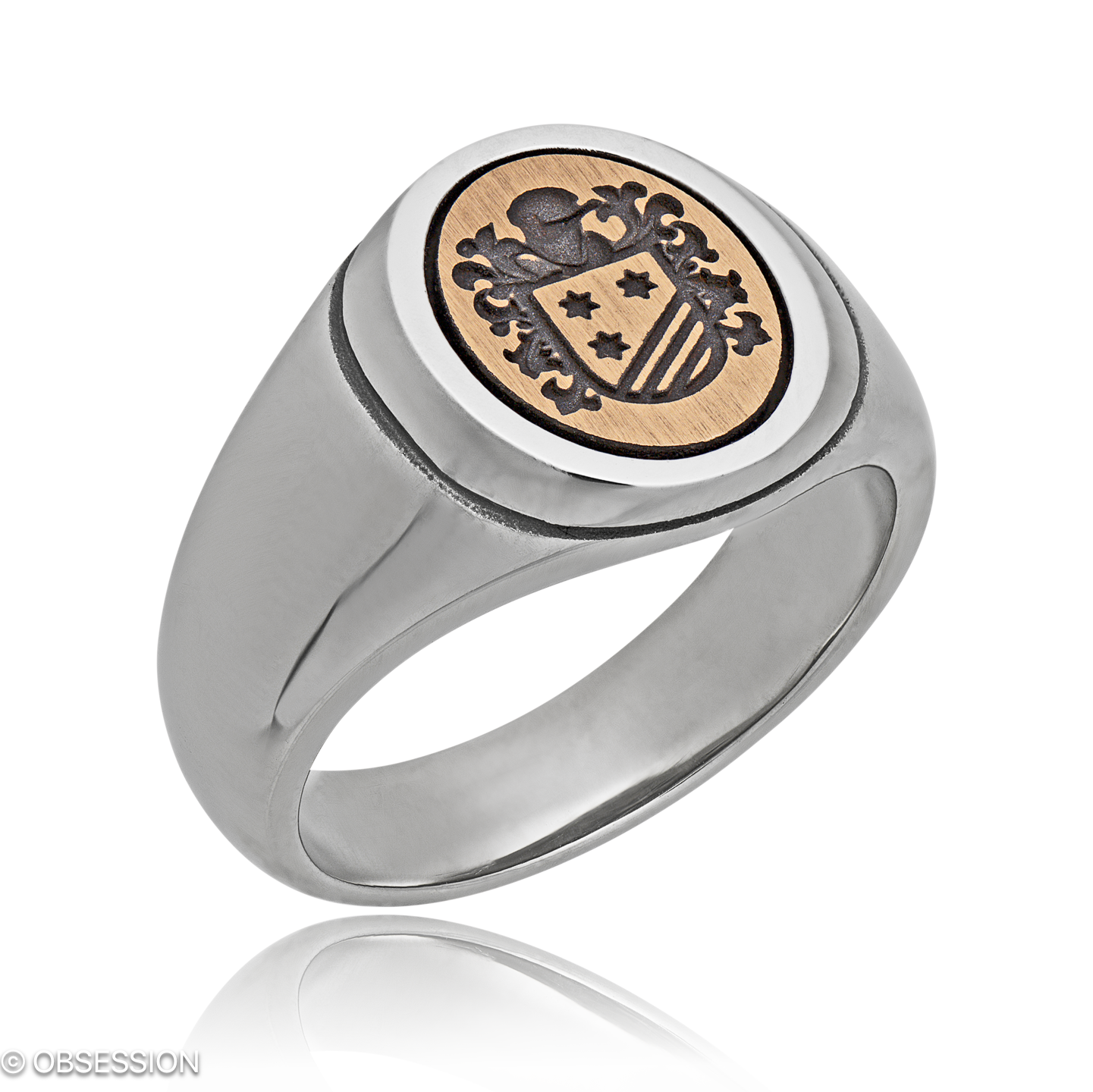 Siegel Siegelring in Rotgold und Edelstahl, mit einer Ringbreite von 13.3mm und einer Ringgrösse vo…