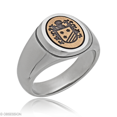 Siegel Siegelring in Rotgold und Edelstahl, mit einer Ringbreite von 13.3mm und einer Ringgrösse vo…