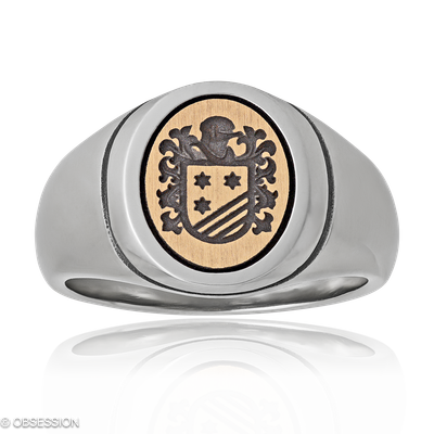 Siegelring Siegel in Rotgold und Edelstahl, in der Ausführung ohne Edelsteine, ohne Brillanten