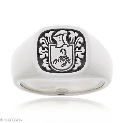 Wappenring Wappen in Silber, in der Ausführung ohne Edelsteine, ohne Brillanten