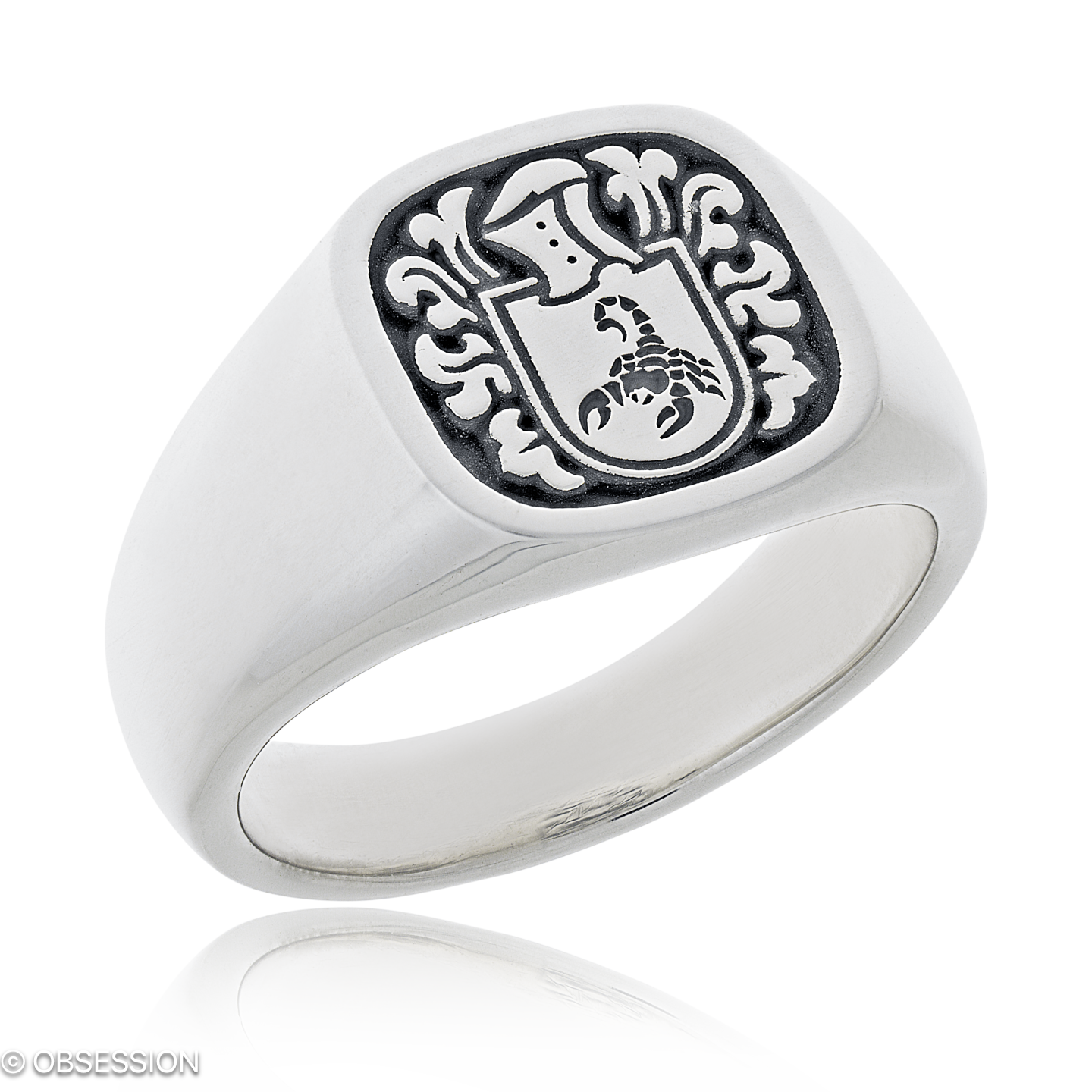 Wappen Wappenring in Silber, mit einer Ringbreite von 13.2mm und einer Ringgrösse von 57