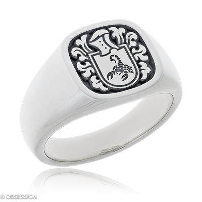 Wappen Wappenring in Silber, mit einer Ringbreite von 13.2mm und einer Ringgrösse von 57