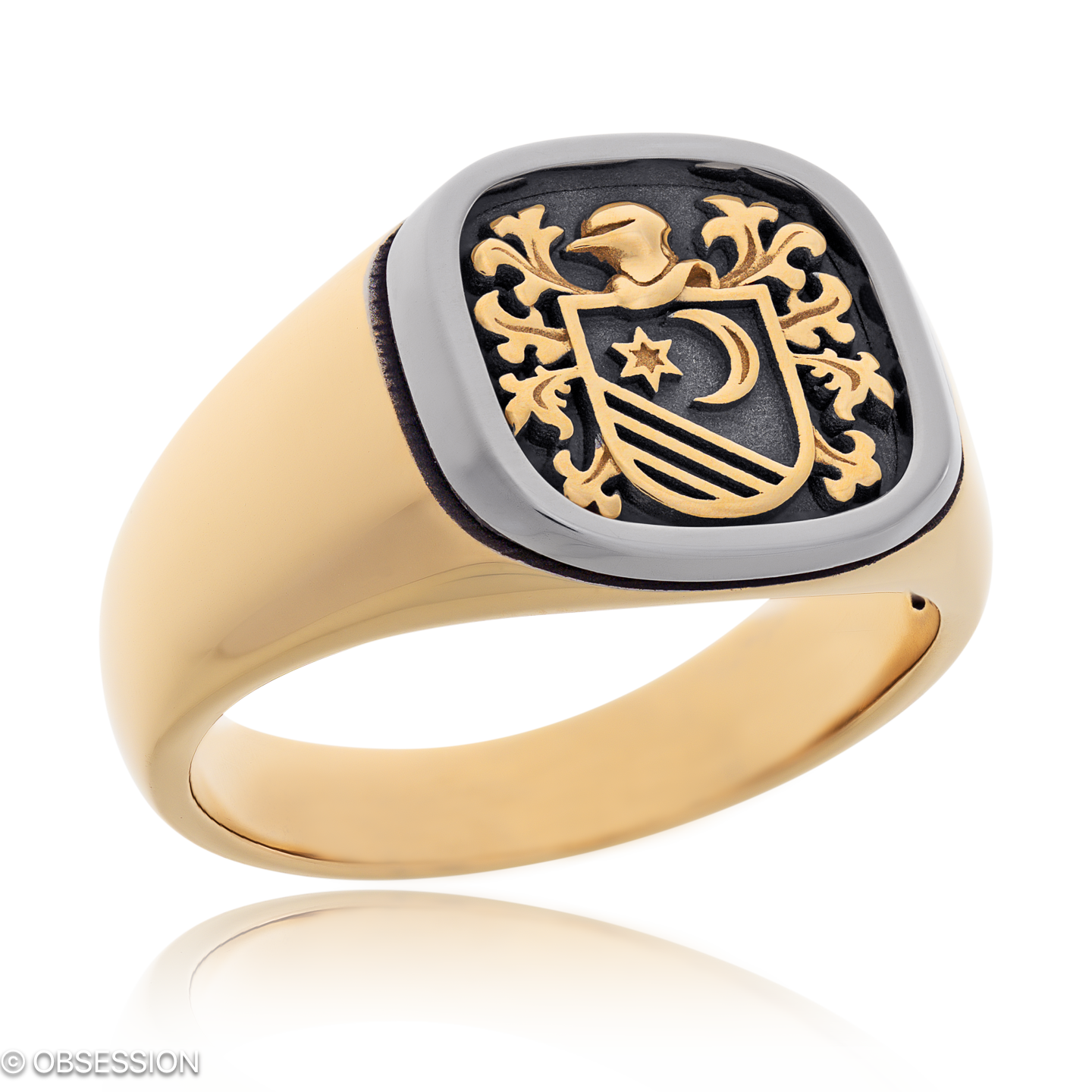 Wappen Wappenring in Rotgold und Weissgold, mit einer Ringbreite von 13mm und einer Ringgrösse von …