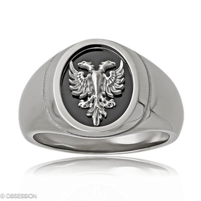 Wappenring Wappen in Weissgold und einem H-Tec Keramik