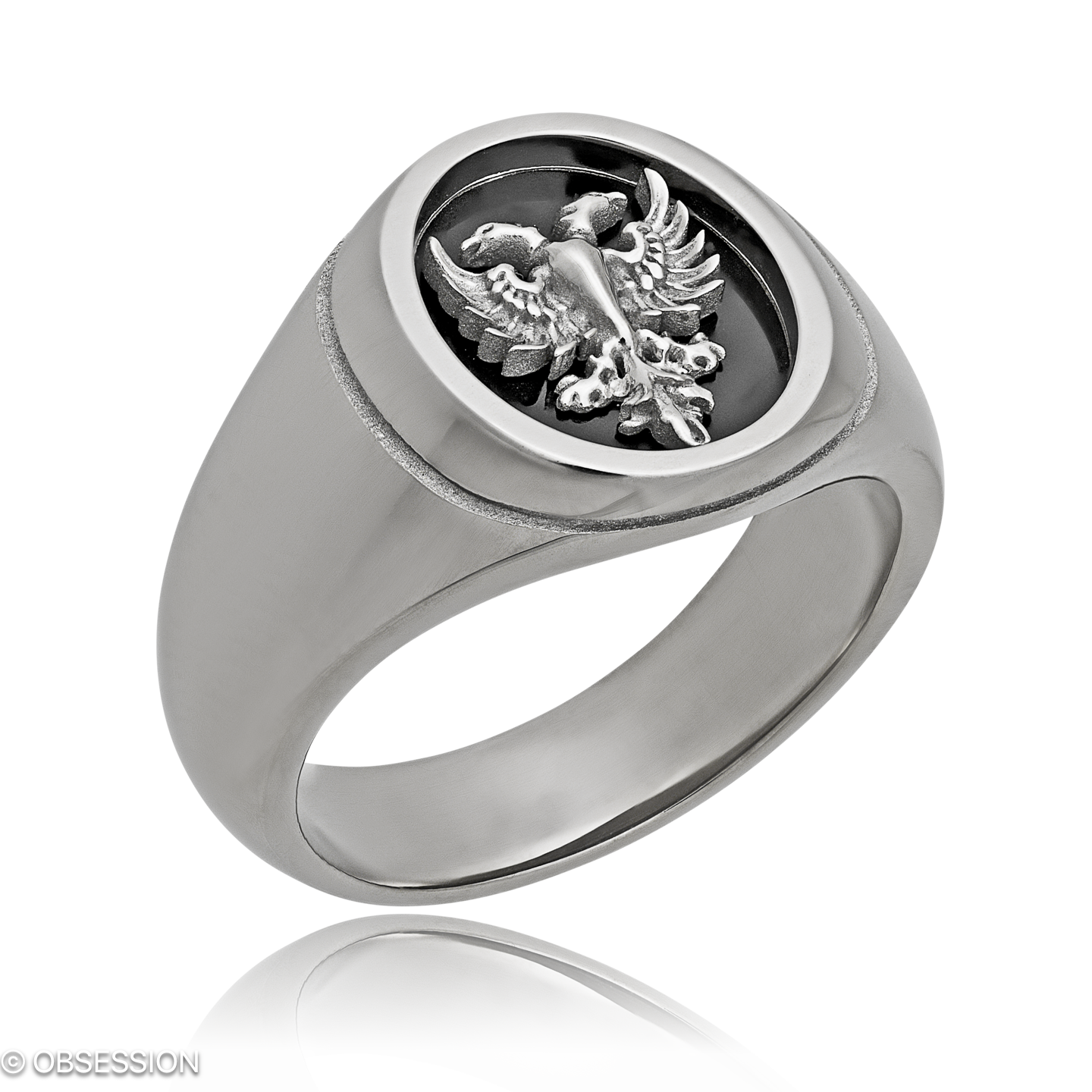 Wappen Wappenring in Weissgold, mit einer Ringbreite von 13.3mm und einer Ringgrösse von 57