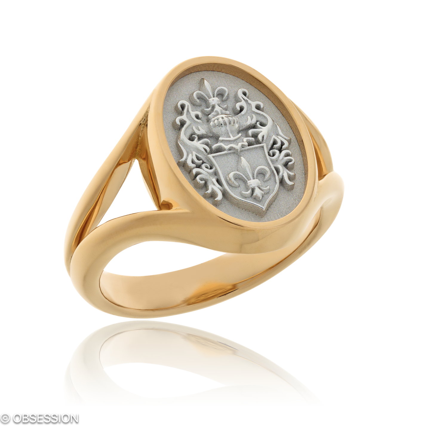 Wappen Wappenring in Rotgold und Weissgold, mit einer Ringbreite von 16.4mm und einer Ringgrösse vo…