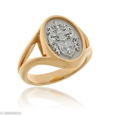 Wappen Wappenring in Rotgold und Weissgold, mit einer Ringbreite von 16.4mm und einer Ringgrösse vo…