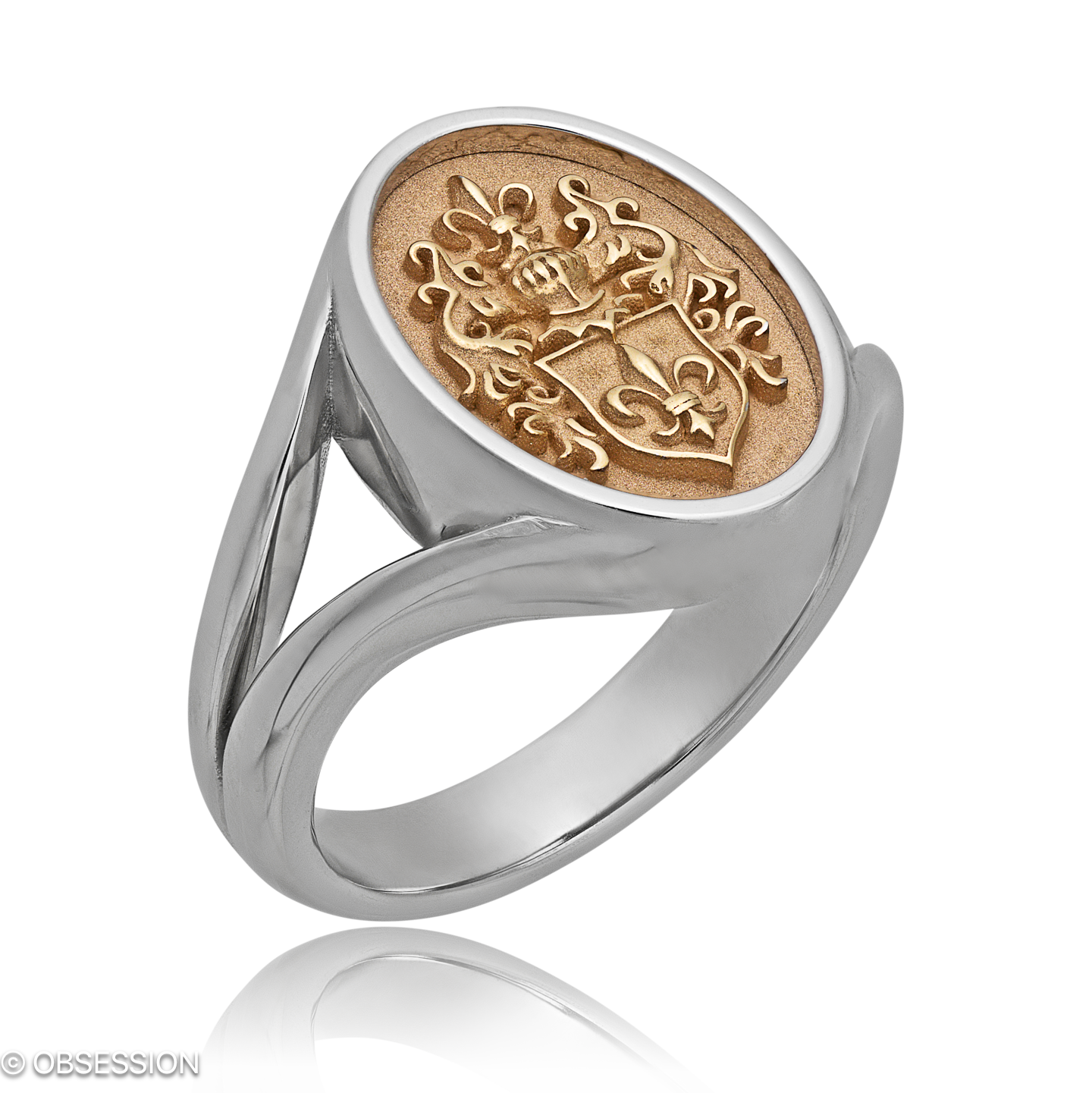 Wappen Wappenring in Weissgold und Rotgold, mit einer Ringbreite von 16.4mm und einer Ringgrösse vo…