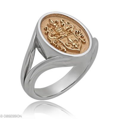 Wappen Wappenring in Weissgold und Rotgold, mit einer Ringbreite von 16.4mm und einer Ringgrösse vo…