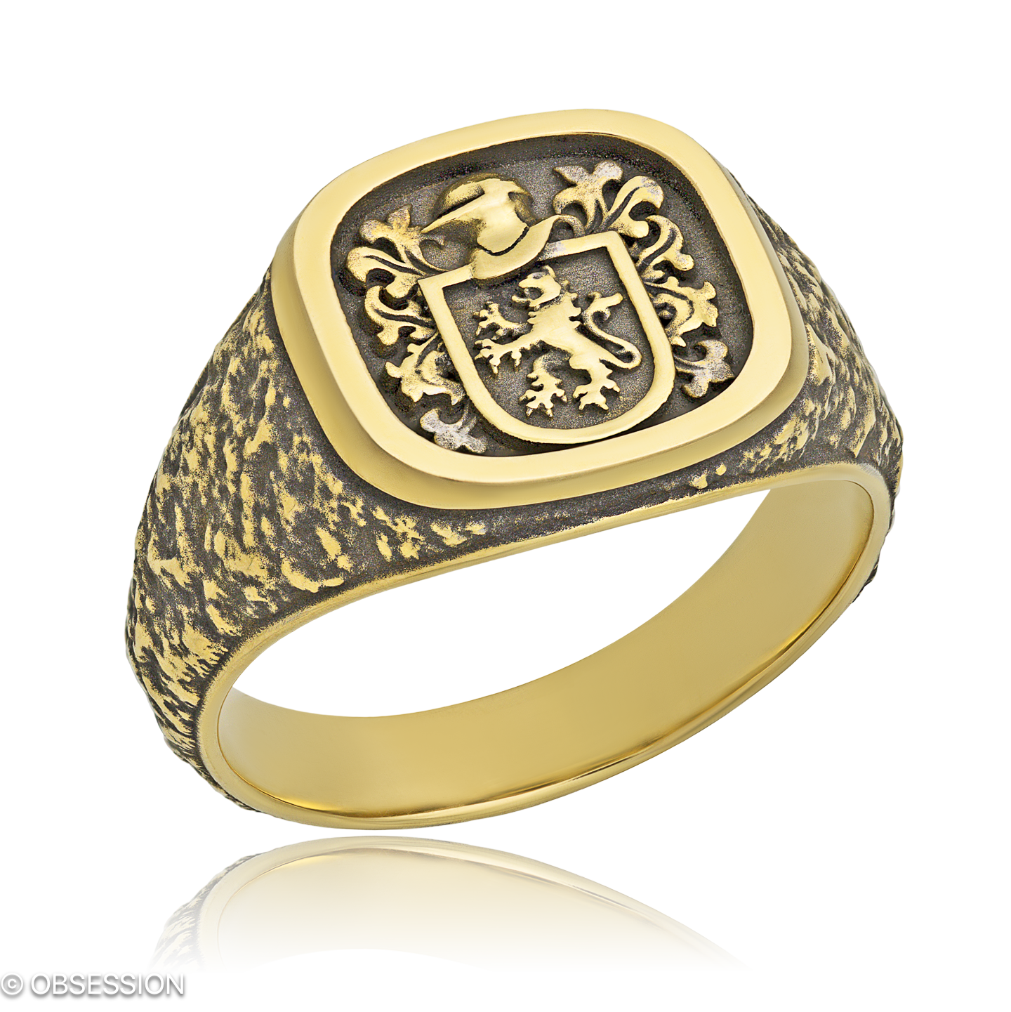 Wappen Wappenring in Gelbgold, mit einer Ringbreite von 13.4mm und einer Ringgrösse von 57