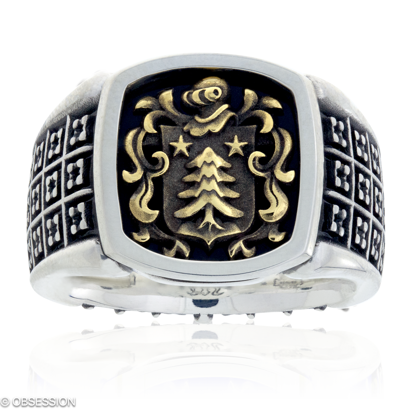 Matrix Wappenring mit Wappen-Motiv in Gelbgold und Silber, mit einer Ringbreite von 16.5mm und eine…