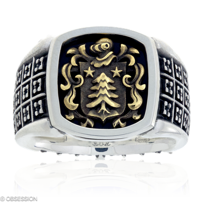 Matrix Wappenring mit Wappen-Motiv in Gelbgold und Silber, mit einer Ringbreite von 16.5mm und eine…