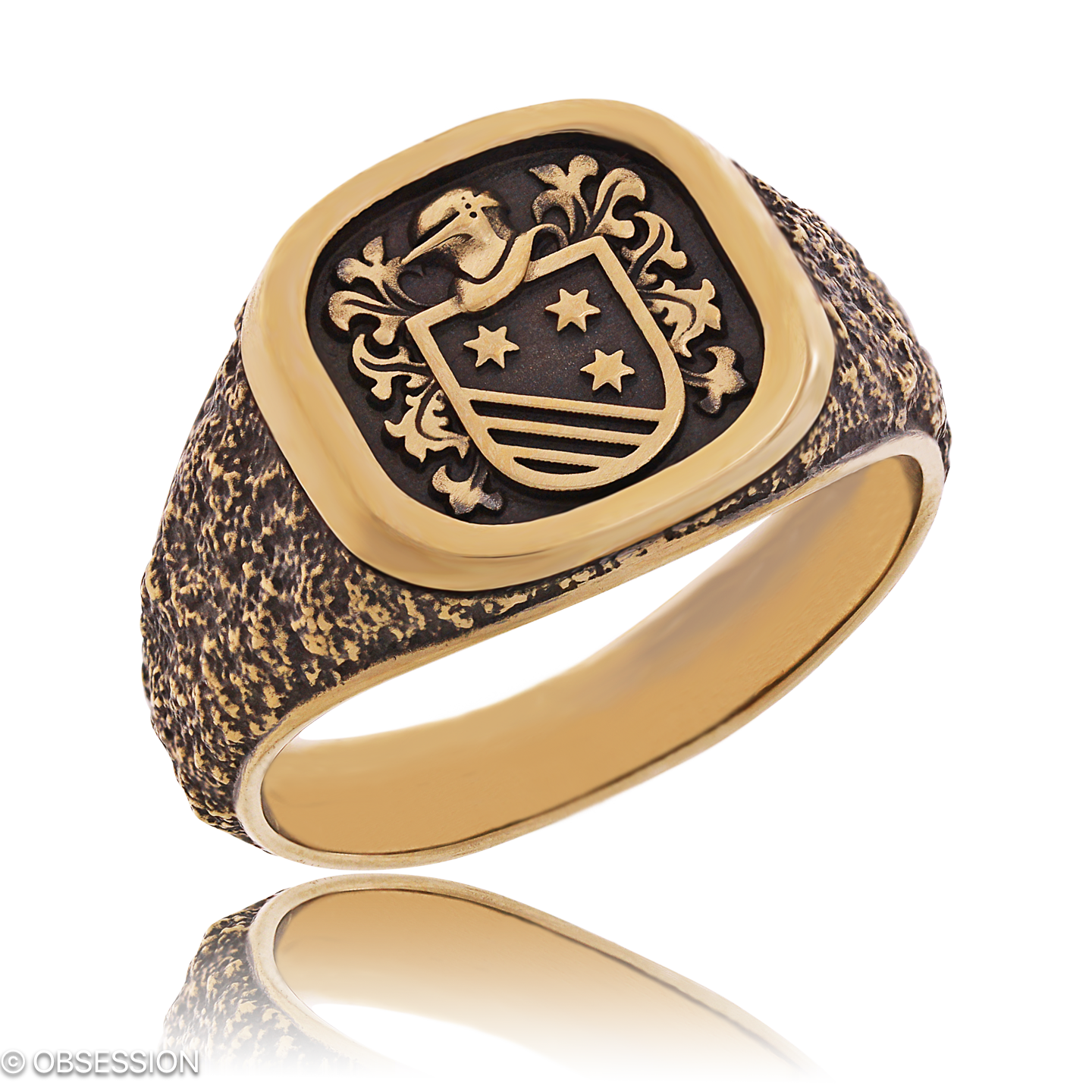 Wappen Wappenring in Rotgold, mit einer Ringbreite von 13.4mm und einer Ringgrösse von 62