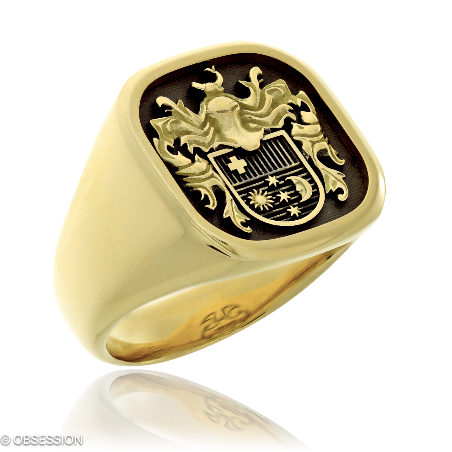Wappen Wappenring in Gelbgold, mit einer Ringbreite von 19.1mm und einer Ringgrösse von 62