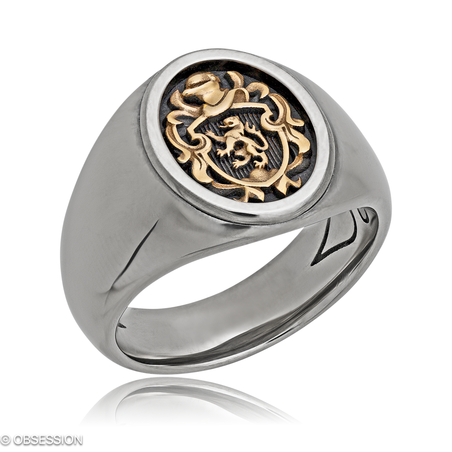 Wappen Wappenring in Weissgold und Rotgold, mit einer Ringbreite von 16.5mm und einer Ringgrösse vo…