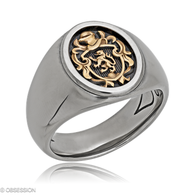 Wappen Wappenring in Weissgold und Rotgold, mit einer Ringbreite von 16.5mm und einer Ringgrösse vo…