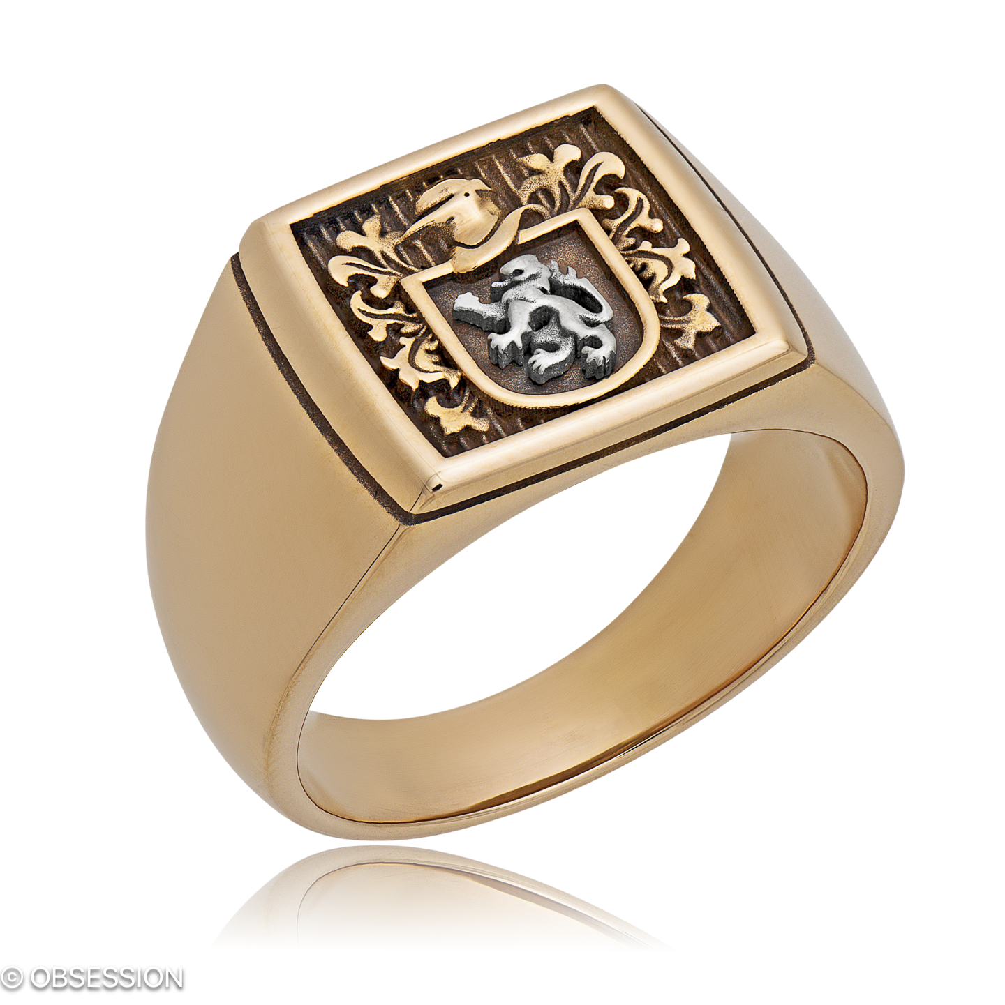 Wappen Wappenring in Rotgold und Weissgold, mit einer Ringbreite von 13.3mm und einer Ringgrösse vo…