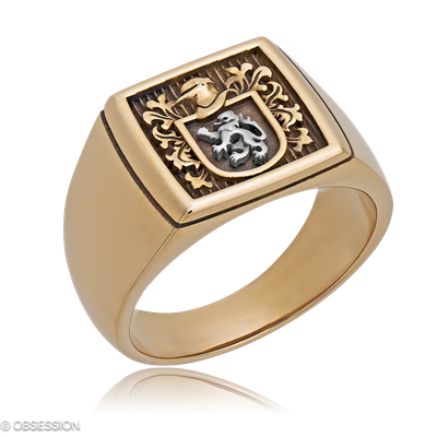 Wappen Wappenring in Rotgold und Weissgold, mit einer Ringbreite von 13.3mm und einer Ringgrösse vo…