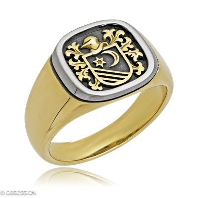 Wappen Wappenring in Gelbgold und Weissgold, mit einer Ringbreite von 13mm und einer Ringgrösse von…
