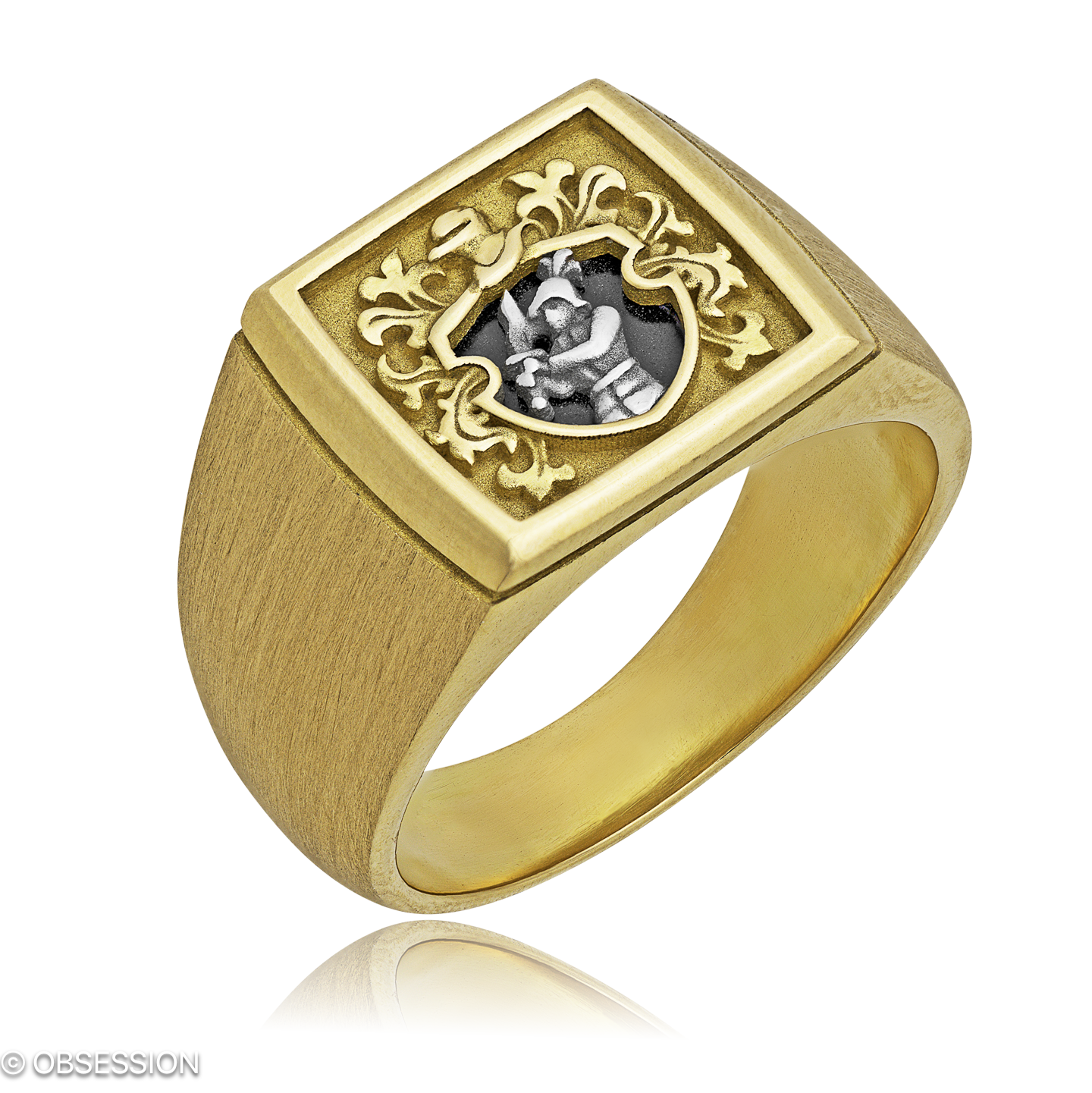 Wappen Wappenring in Gelbgold und Weissgold, mit einer Ringbreite von 13.3mm und einer Ringgrösse v…