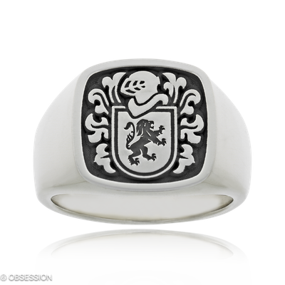 Wappenring Wappen in Silber, in der Ausführung ohne Edelsteine, ohne Brillanten