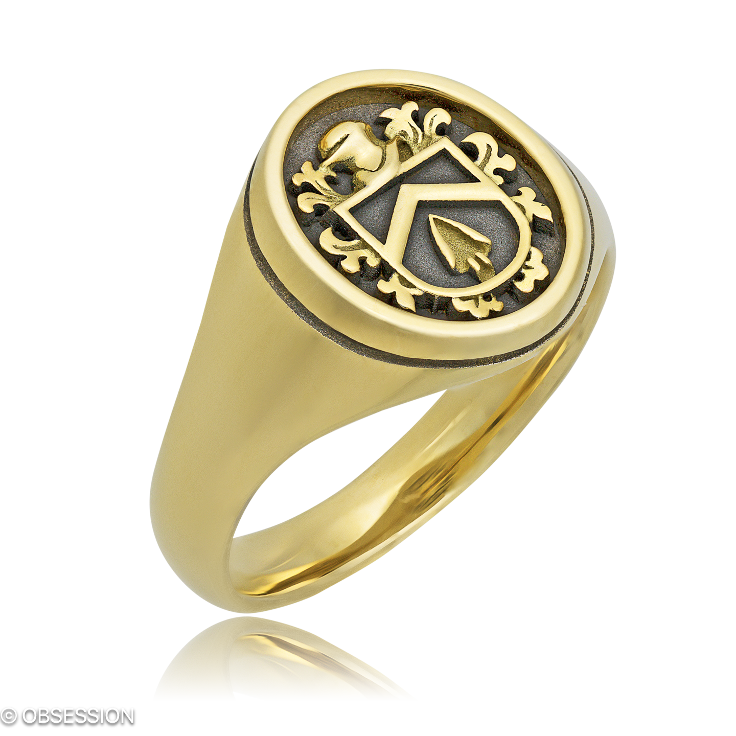 Wappen Wappenring in Gelbgold, mit einer Ringbreite von 14mm und einer Ringgrösse von 57
