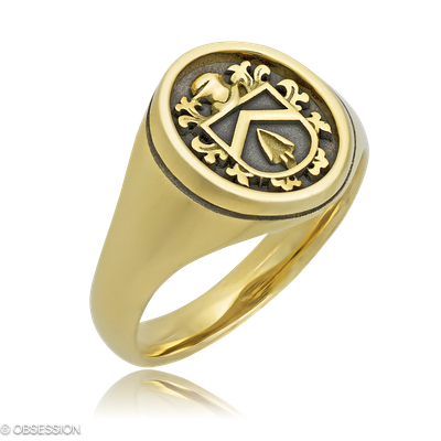 Wappen Wappenring in Gelbgold, mit einer Ringbreite von 14mm und einer Ringgrösse von 57