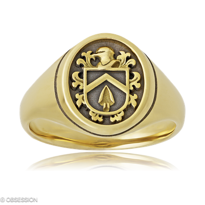 Wappenring Wappen in Gelbgold, in der Ausführung ohne Edelsteine, ohne Brillanten