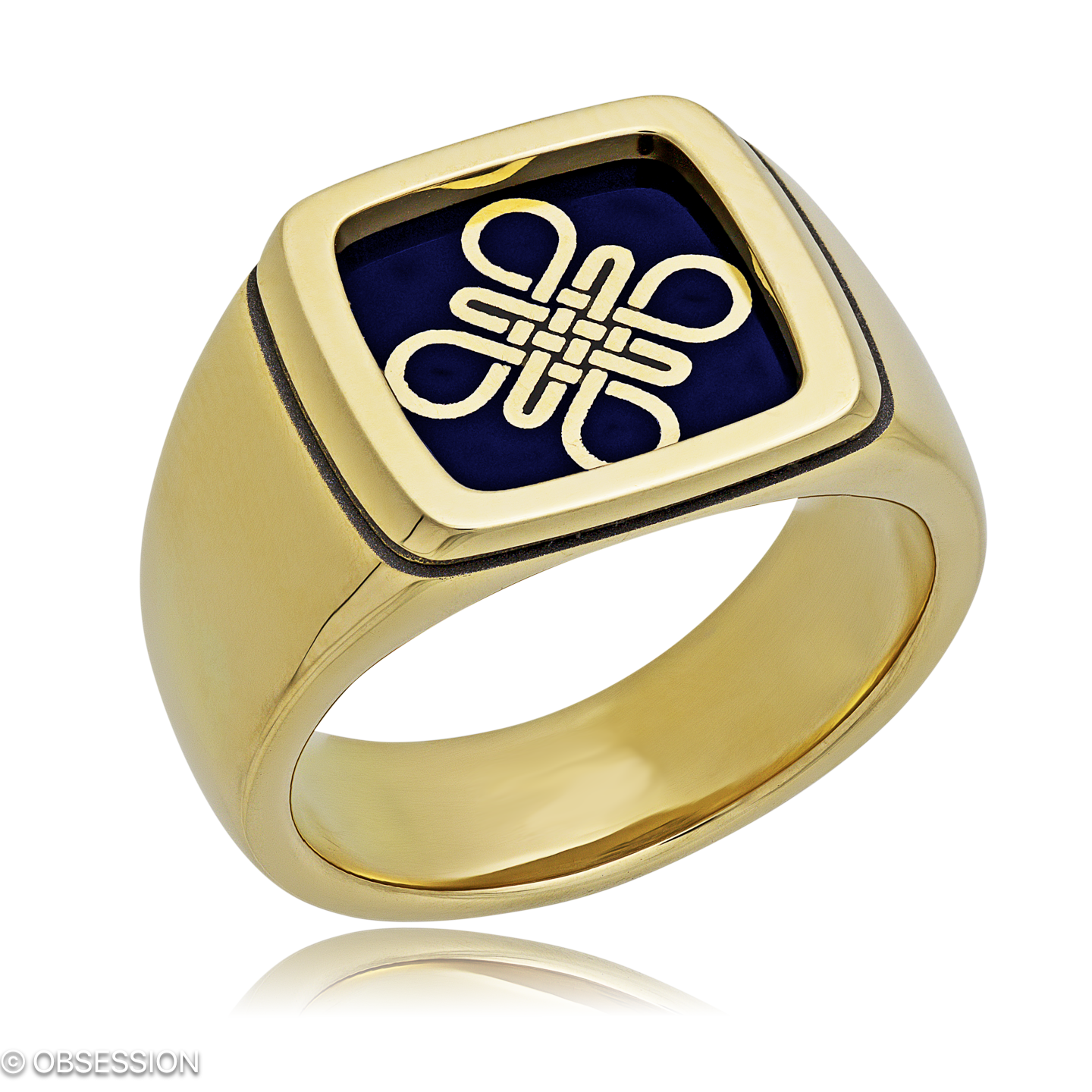 Wappen Wappenring mit Glückssymbol-Motiv in Gelbgold, mit einer Ringbreite von 13.8mm und einer Rin…