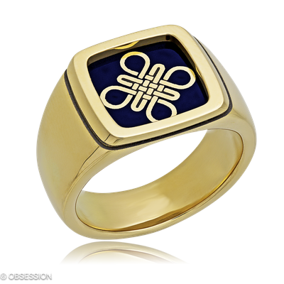 Wappen Wappenring mit Glückssymbol-Motiv in Gelbgold, mit einer Ringbreite von 13.8mm und einer Rin…