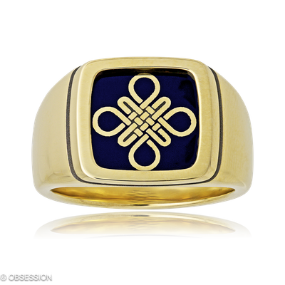 Wappenring Wappen in Gelbgold und einem H-Tec Keramik