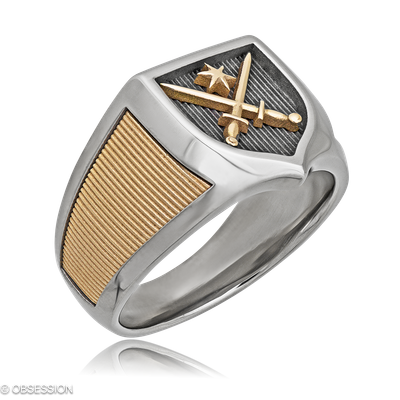 Wappen Wappenring in Weissgold und Rotgold, mit einer Ringbreite von 14.5mm und einer Ringgrösse vo…