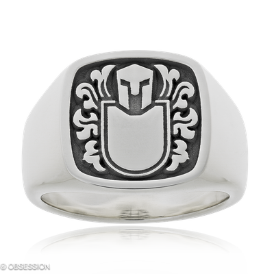 Wappenring Wappen in Silber, in der Ausführung ohne Edelsteine, ohne Brillanten