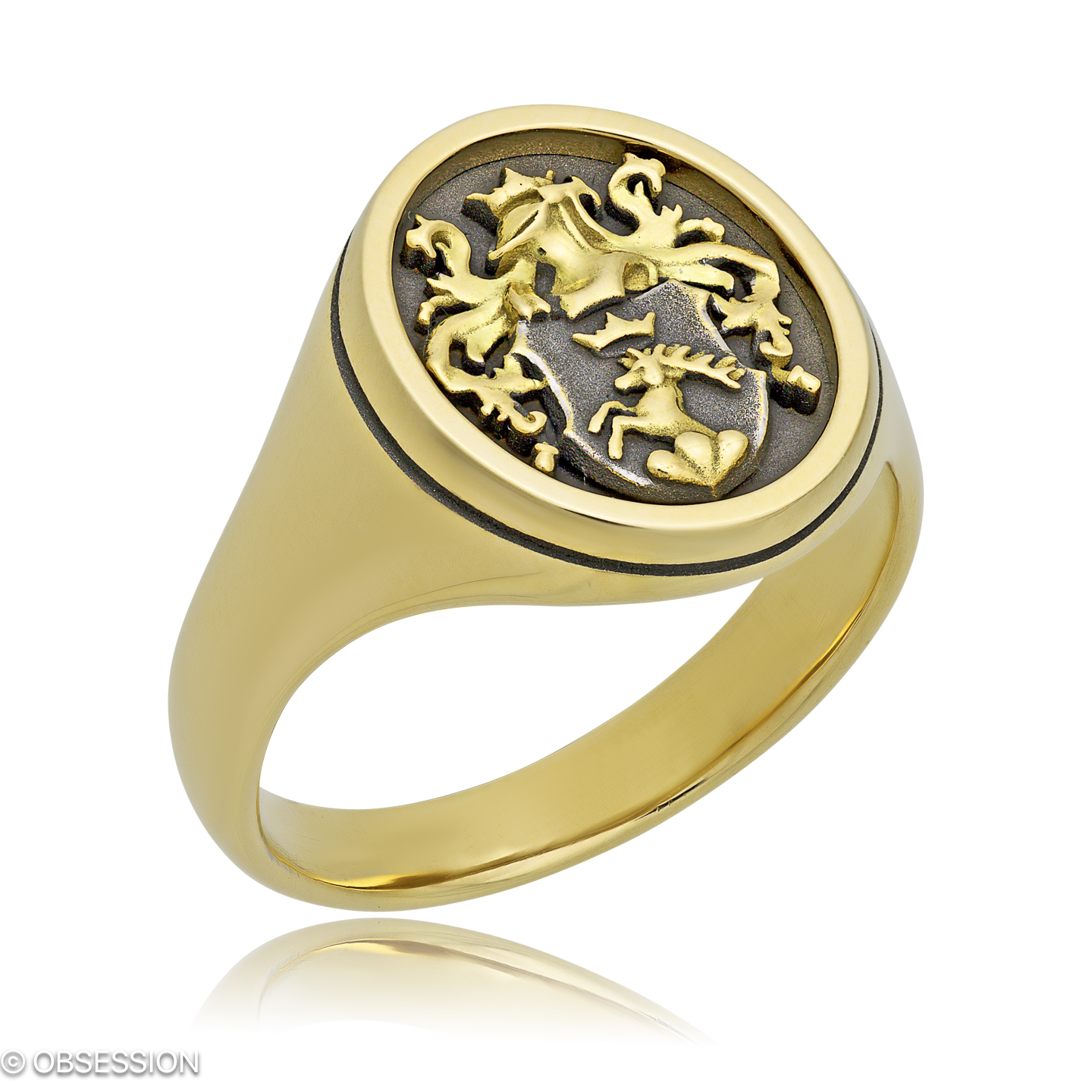 Wappen Wappenring in Gelbgold, mit einer Ringbreite von 16mm und einer Ringgrösse von 57